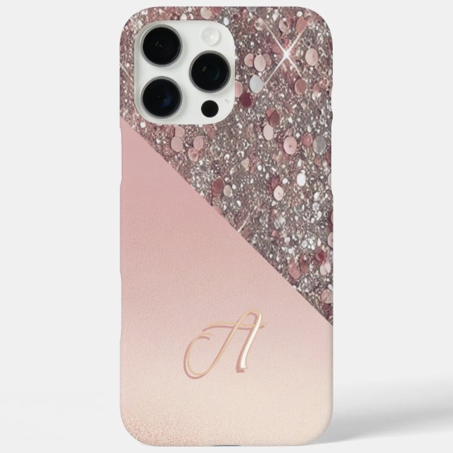 Coques Case-Mate iPhone Monogramme élégant en or rose (Verso)