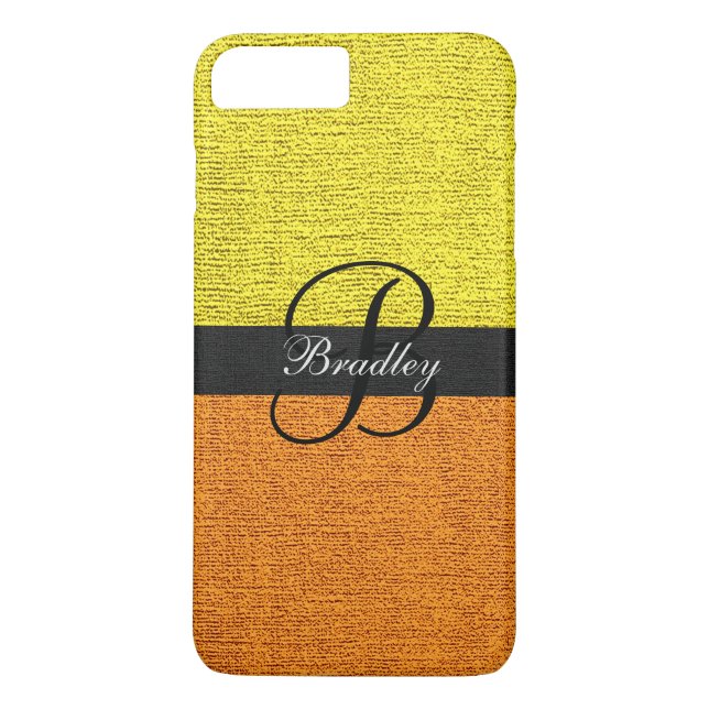 Coques Case-Mate iPhone Monogramme élégant jaune et orange (Dos)