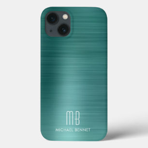 Case-Mate iPhone Case Monogramme élégant Métal brossé vert