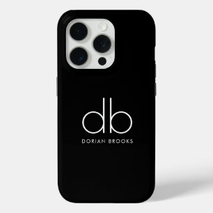 Coque Case-Mate iPhone Monogramme Élégant Minimal Classique Moderne Noir