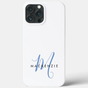 Case-Mate iPhone Case Monogramme élégant moderne blanc bleu script