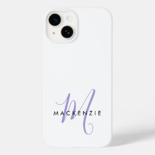 Coque Case-Mate iPhone Monogramme élégant moderne blanc lavande écriture