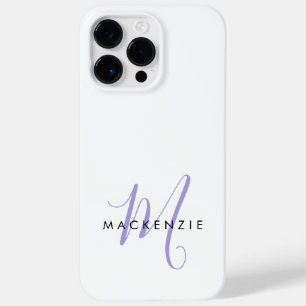Coque Case-Mate iPhone Monogramme élégant moderne blanc lavande écriture