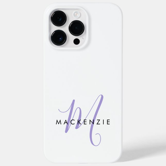 Coques Case-Mate iPhone Monogramme élégant moderne blanc lavande écriture (Verso)