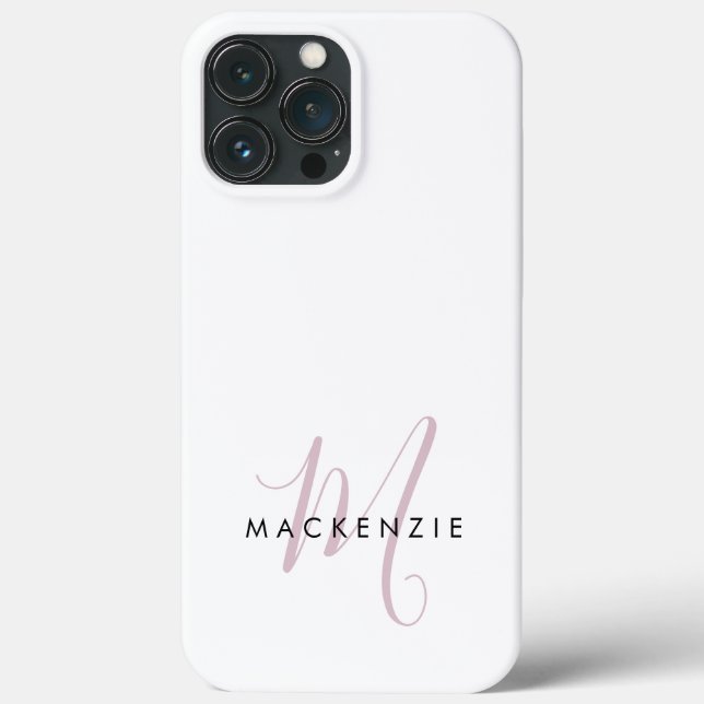 Coques Case-Mate iPhone Monogramme élégant moderne blanc rose blush écritu (Verso)