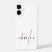 Monogramme élégant moderne blanc rose blush écritu