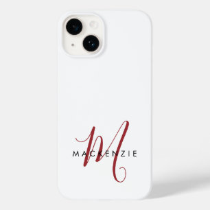 Coque Case-Mate iPhone Monogramme élégant moderne blanc rouge script