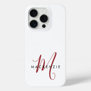 Coque Case-Mate iPhone Monogramme élégant moderne blanc rouge script 