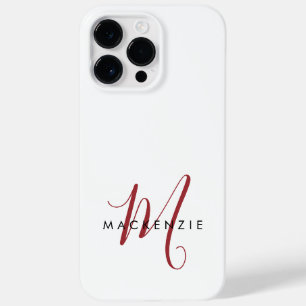 Coque Case-Mate iPhone Monogramme élégant moderne blanc rouge script
