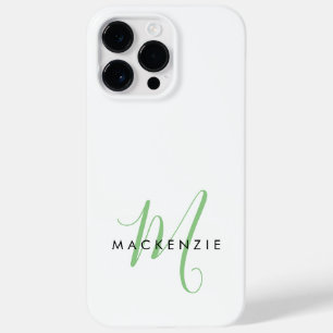 Coque Case-Mate iPhone Monogramme élégant moderne blanc vert écriture