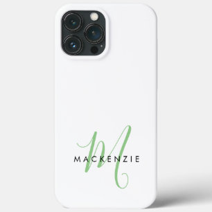 Case-Mate iPhone Case Monogramme élégant moderne blanc vert écriture