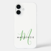 Monogramme élégant moderne blanc vert écriture