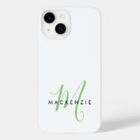 Monogramme élégant moderne blanc vert écriture