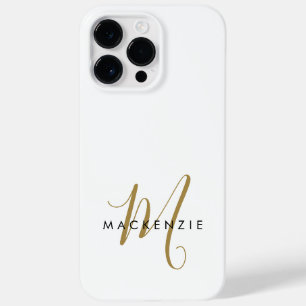Coque Case-Mate iPhone Monogramme élégant moderne en or blanc écriture