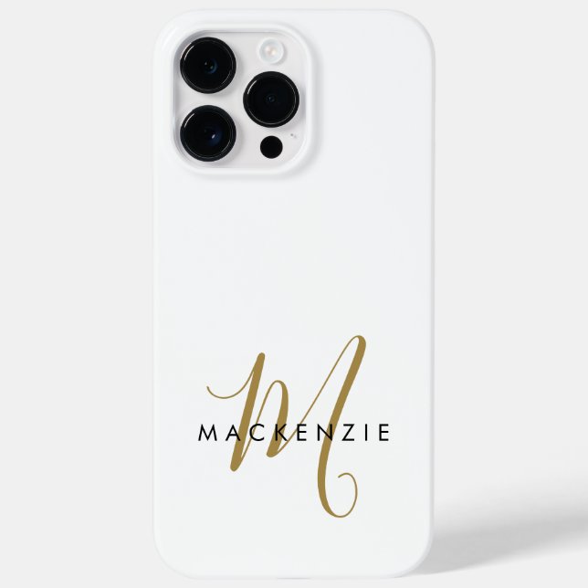 Coques Case-Mate iPhone Monogramme élégant moderne en or blanc écriture (Verso)