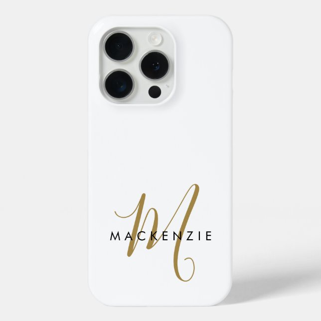Coques Case-Mate iPhone Monogramme élégant moderne en or blanc écriture (Verso)