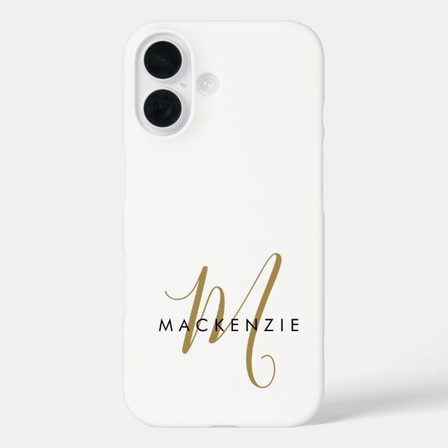 Coques Case-Mate iPhone Monogramme élégant moderne en or blanc écriture (Verso)