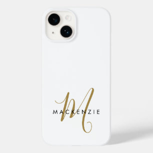 Coque Case-Mate iPhone Monogramme élégant moderne en or blanc écriture