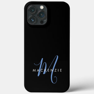 Case-Mate iPhone Case Monogramme élégant moderne noir bleu script