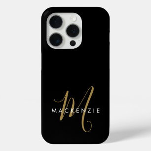 Coque Case-Mate iPhone Monogramme élégant moderne noir or écriture