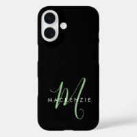 Monogramme élégant moderne noir vert écriture