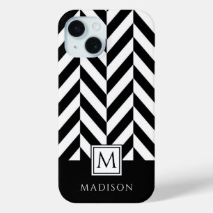 Coque Case-Mate iPhone Monogramme Élégant Noir Et Blanc