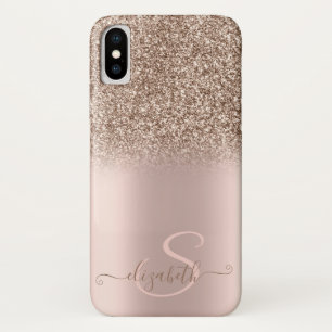 Case-Mate iPhone Case Monogramme élégant pailleté ombré or rose
