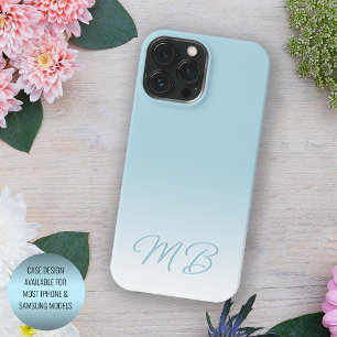 Coque Case-Mate iPhone Monogramme élégant personnalisé bleu océan aqua cl