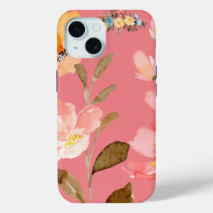 Coque Case-Mate iPhone Monogramme Élégant Rose Aquarelle