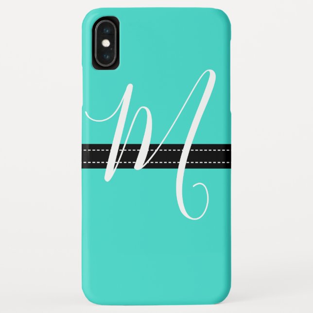 Coques Case-Mate iPhone Monogramme Elegant Turquoise Solide Couleur (Dos)