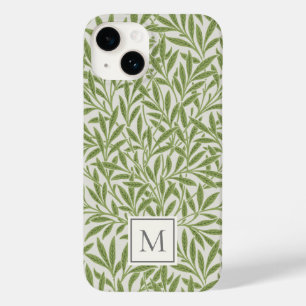 Coque Case-Mate iPhone Monogramme élégant vintage feuilles de saule vert