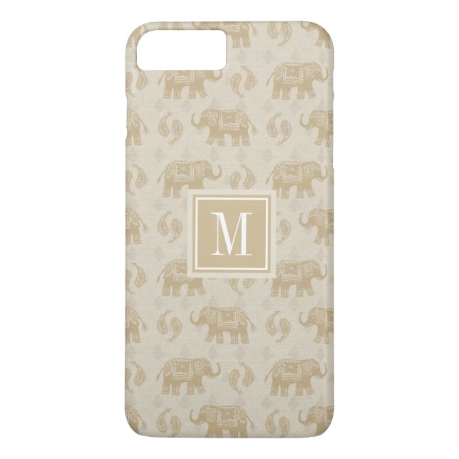 Coques Case-Mate iPhone Monogramme | Elephant Khaki Motif de caravane (Dos)