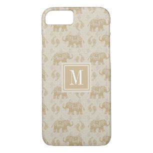 Coque iPhone 7 Monogramme Elephant Khaki Motif de caravane