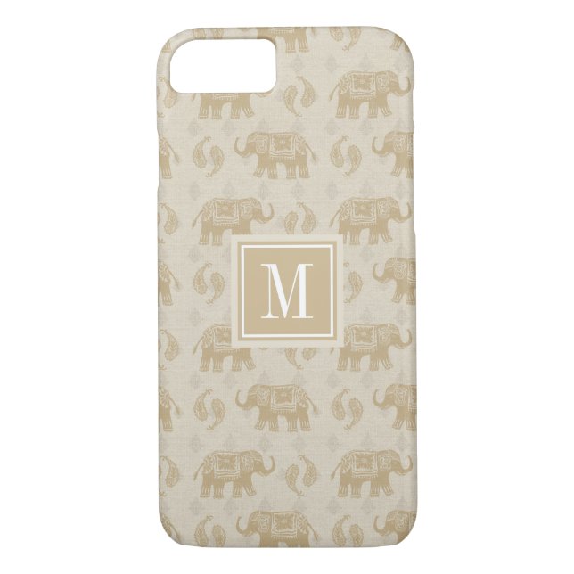 Coques Case-Mate iPhone Monogramme | Elephant Khaki Motif de caravane (Dos)