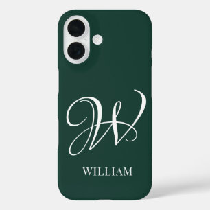 Coque Pour iPhone 16 Monogramme Émeraude Élégant Personnalisé Initial