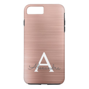 Coque iPhone 7 Plus Monogramme en acier inoxydable rose Rose Rose Rose