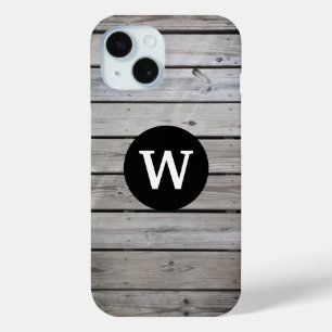 Coque Case-Mate iPhone Monogramme en bois rustique
