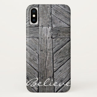 Coque Case-Mate iPhone Monogramme en bois rustique croisé chrétien