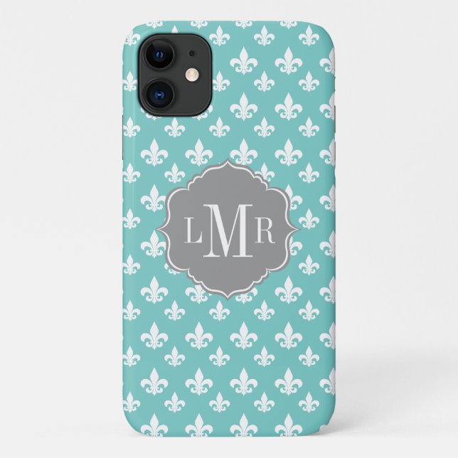 Coques Case-Mate iPhone Monogramme en bon état de Fleur De Lis Pattern (Dos)