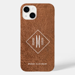 Coque Case-Mate iPhone Monogramme en cuir Brown Faux