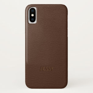 Coque Case-Mate Pour iPhone Monogramme en cuir Brown Faux