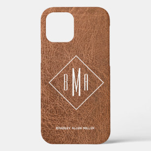 Case-Mate iPhone Case Monogramme en cuir Brown Faux