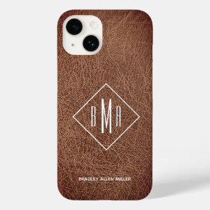 Coque Case-Mate iPhone Monogramme en cuir Brown rustique