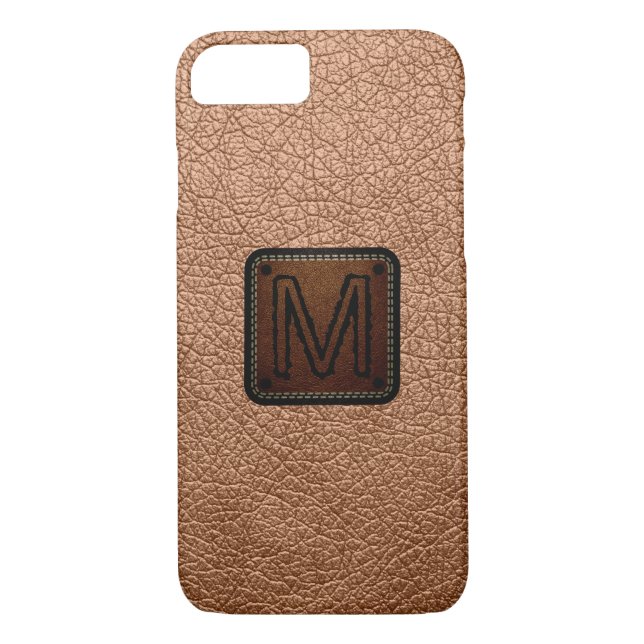 Coques Case-Mate iPhone Monogramme en cuir de laiton antique (Dos)