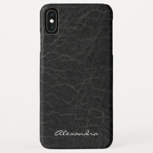 Case-Mate iPhone Case Monogramme en cuir noir Faux