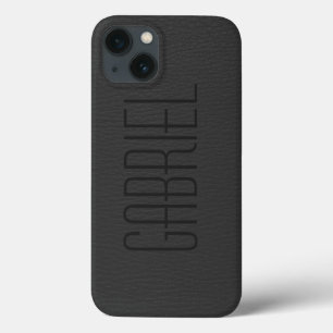 Coque Case-Mate iPhone Monogramme en cuir noir simple Faux