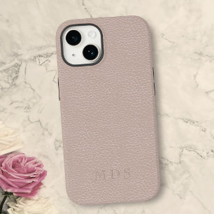 Coque Case-Mate iPhone Monogramme en cuir rose simple