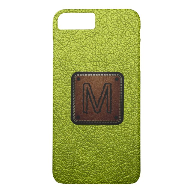 Coques Case-Mate iPhone Monogramme en cuir vert acide (Dos)