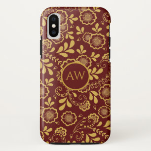 Case-Mate iPhone Case Monogramme en dentelle florale victorienne rouge c