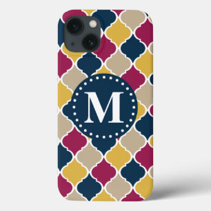 Case-Mate iPhone Case Monogramme en lattice marocain Fuchsia Navy